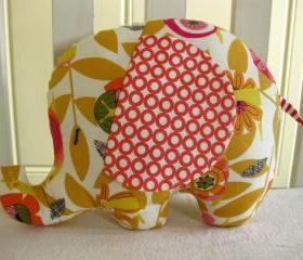 Personalised Soft toy - elephant cushion - handmade with designer fabric and name embroidered on the ears