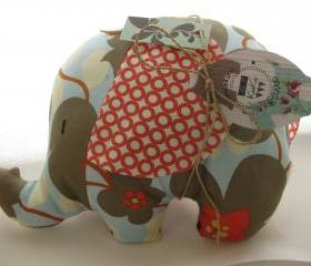 Personalised Soft toy - elephant cushion - handmade with designer fabric by Amy Butler and name embroidered on the ears